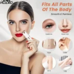 Epilator Sacial Hipoalergenic - Aparat Portabil Pentru Indepartarea Parului Facial Cu LED, Cu Perie Curatare Cadou - imagine 5