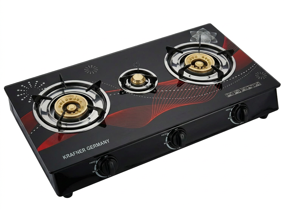 krafner-stove-red-design-v2 Aragaz Cu Plita Din Sticla Si 3 Ochiuri, Alimentare GPL Butelie, Sticla Securizata - imagine 2