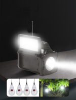 Kit Solar Camping GD-8076, Radio FM, USB, MP3 Player, Sistem iluminare LED cu Panou, Lanterna, 4 Becuri Led, Capacitate baterie: 10000 mAh