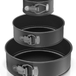 Set 3 forme pentru torturi si prajituri, din otel, forma rotunda, culoare negru