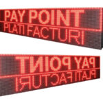 Reclama Luminoasa Față-Verso Pentru Exterior/Interior, Wireless, 200 x 40 cm, LED, mesaj dublu, dublu afisaj, Panou Led Dubla fata, Temperatura, Rosu