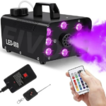 Masina de Fum cu 8 Lumini Leduri RGB (colorate), Putere 600 W, Telecomanda, Lumini Scena Club DJ