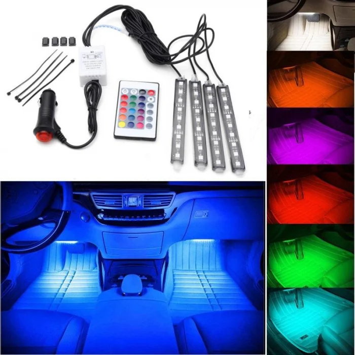 descărcare (19) Kit 4 Benzi 12LED RGB Interior Auto Multicolore cu Telecomanda, Impermeabile cu Alimentare la Bricheta - 12V - imagine 4