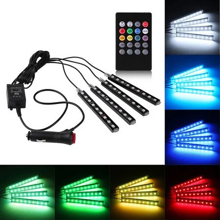 descărcare (21) Kit 4 Benzi 12LED RGB Interior Auto Multicolore cu Telecomanda, Impermeabile cu Alimentare la Bricheta - 12V - imagine 5