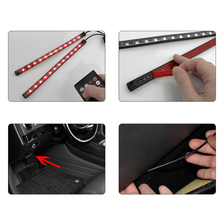 descărcare (26) Kit 4 Benzi 12LED RGB Interior Auto Multicolore cu Telecomanda, Impermeabile cu Alimentare la Bricheta - 12V - imagine 3
