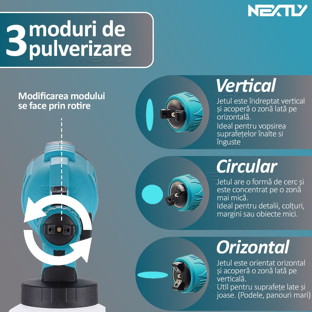 Pulverizator_Electric_de_vopsea_10 Pulverizator Electric de vopsea cu 2 acumulatori de 48v, 1000ml - 3 moduri de pulverizare, ideal pentru tavane, pereti si garduri - imagine 5