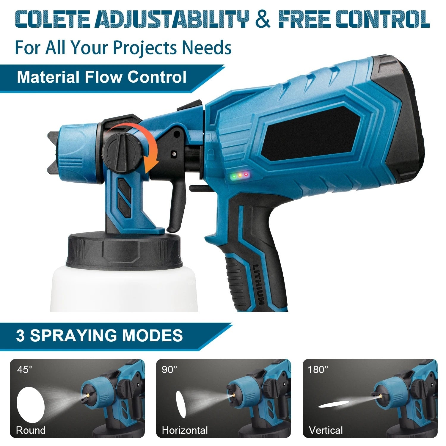 Pulverizator_Electric_de_vopsea_5 Pulverizator Electric de vopsea cu 2 acumulatori de 48v, 1000ml - 3 moduri de pulverizare, ideal pentru tavane, pereti si garduri - imagine 8