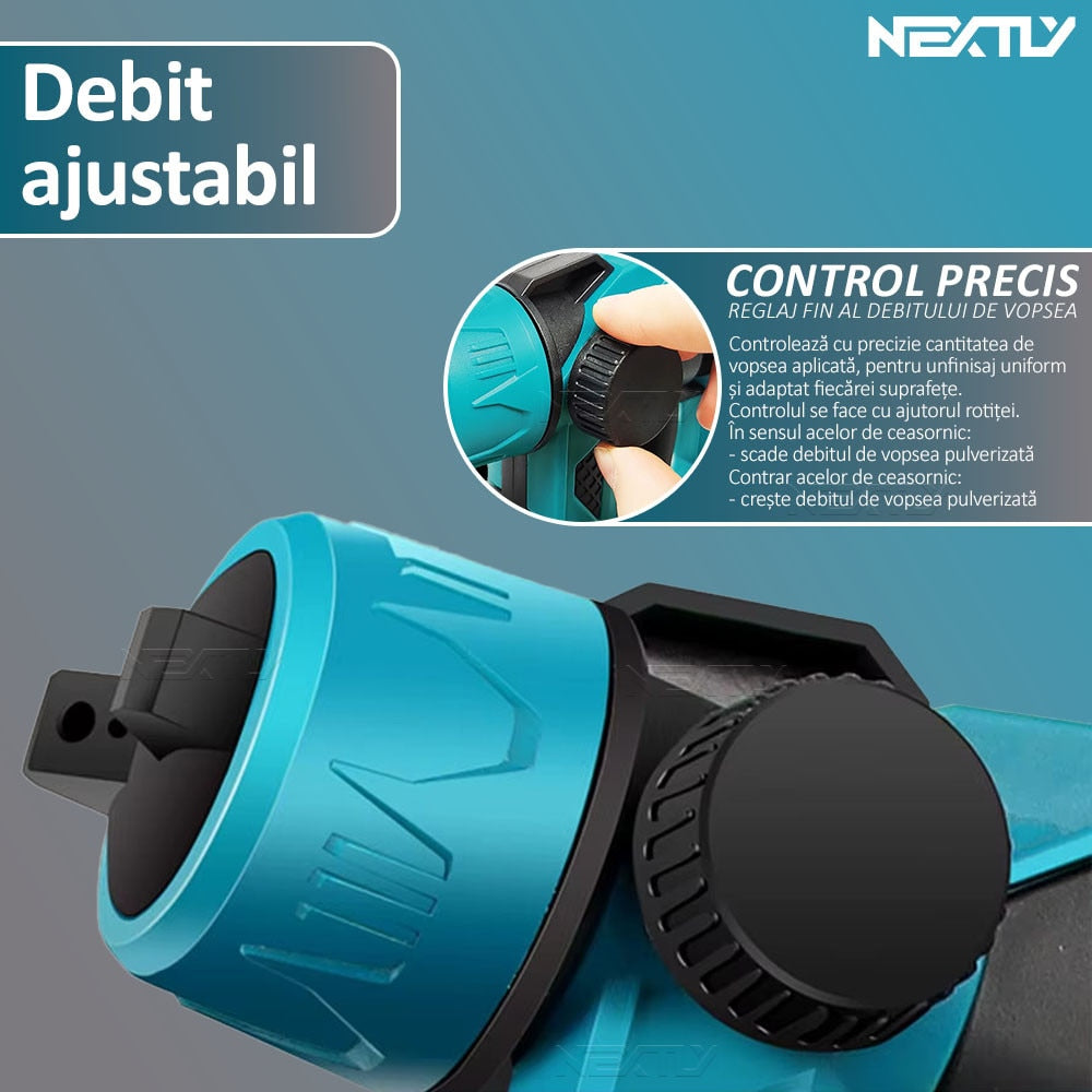 Pulverizator_Electric_de_vopsea_7 Pulverizator Electric de vopsea cu 2 acumulatori de 48v, 1000ml - 3 moduri de pulverizare, ideal pentru tavane, pereti si garduri - imagine 6