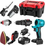 Trusa scule 5 in 1 cu 1 acumulator 48V, bormasina, cheie impact, minidrujba, fierastrau sabie