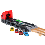 Set Camion 3in1 cu remorca, masini de jucarie cu arcuri pentru copii, Pista cu catapulta, piese - imagine 3