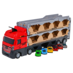 Set Camion 3in1 cu remorca, masini de jucarie cu arcuri pentru copii, Pista cu catapulta, piese - imagine 2
