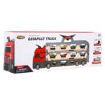 Set Camion 3in1 cu remorca, masini de jucarie cu arcuri pentru copii, Pista cu catapulta, piese - imagine 6