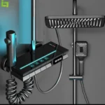 Coloana de Dus Smart, Afisaj LED, Control Termostatic, 4 Moduri de Pulverizare, Rotatie 360°, Tehnologie de Pulverizare cu Aer, Lumini LED, materiale Premium, Para Dus, Robinet Ascuns, Fara Conectare Electrica