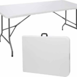 Masa plianta dreptunghiulara politilena, sigurante speciale, cadru din otel, maner transport, sustine 100 kg, 180 x 72 x 70 cm