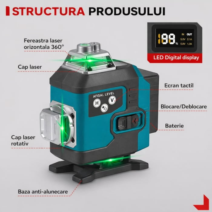 descărcare - 2026-04-27T150621.421 Nivela laser 4D, 16 linii, auto-nivelare, alimentare USB, 2 baterii, inaltime ajustabila 1.5M - imagine 3