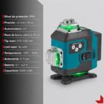 Nivela laser 4D, 16 linii, auto-nivelare, alimentare USB, 2 baterii, inaltime ajustabila 1.5M - imagine 5