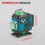Nivela laser 4D, 16 linii, auto-nivelare, alimentare USB, 2 baterii, inaltime ajustabila 1.5M - imagine 6