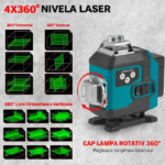 Nivela laser 4D, 16 linii, auto-nivelare, alimentare USB, 2 baterii, inaltime ajustabila 1.5M - imagine 4