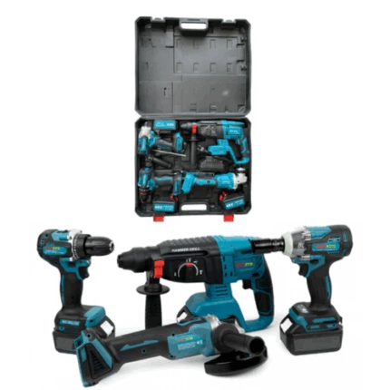 Trusa 4 piese Werstil 3 acumulatori 48V, 5Ah,Ciocan Rotopercutor, Autofiletanta, Polizor unghiular, Cheie impact