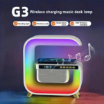 Lampa Smart LED RGB, 5 in 1, boxa Bluetooth, FM, Aux, incarcare Wireless rapida, ceas cu alarma, functie de raspuns la telefon, Alb - imagine 5