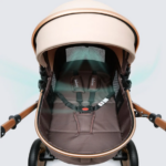 Carucior copii cu suspensii 2 in 1 transformabil landou-sport cu maner protectie din piele, cos pentru accesorii - imagine 3