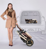 Carucior copii cu suspensii 2 in 1 transformabil landou-sport cu maner protectie din piele, cos pentru accesorii - imagine 7