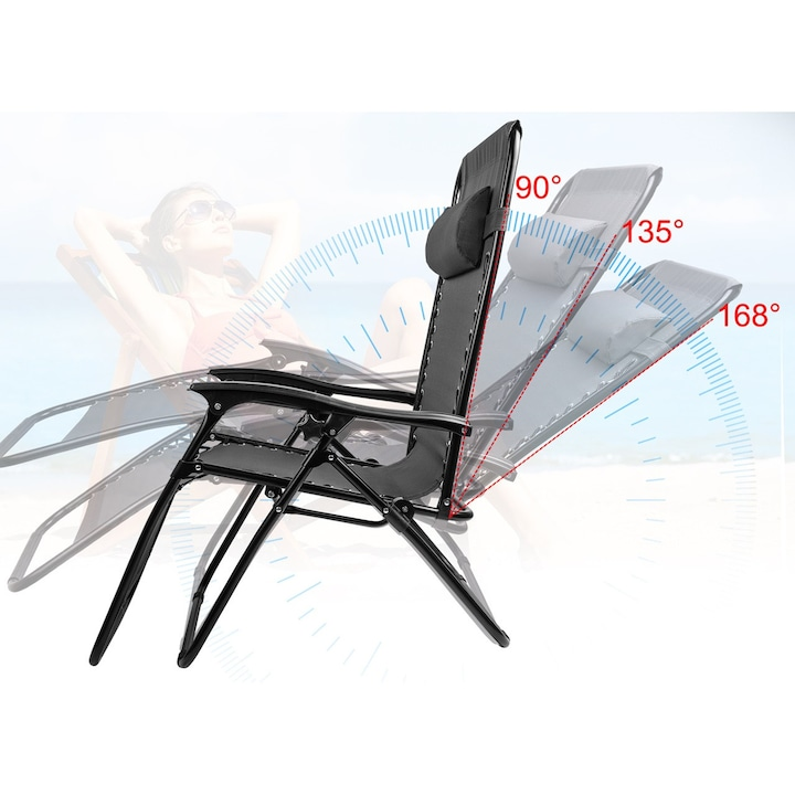 descărcare - 2025-05-02T110231.573 Set 2 Sezlong Scaun Pliabile Gravitație Zero pentru Terasă și Grădină, Reglabile cu Tetieră și Suport pentru Băuturi, Negru - imagine 4