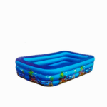 Piscina Gonflabila Pentru Copii, Dimensiuni 150 x 102 x 50 cm,  Exterior / Gradina, Cu Baza Podea Moale Gonflabila, 3 Inele Gonflabile, Dreptunghiulara, Instalare Rapida, Vinil, 3+ Ani, Multicolor