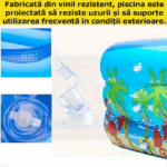 Piscina Gonflabila Pentru Copii, Dimensiuni 150 x 102 x 50 cm,  Exterior / Gradina, Cu Baza Podea Moale Gonflabila, 3 Inele Gonflabile, Dreptunghiulara, Instalare Rapida, Vinil, 3+ Ani, Multicolor - imagine 4