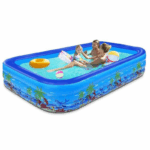 Piscina Gonflabila De Exterior, Dimensiuni 180 x 125 x 54 cm / Gradina Pentru Adulti Sau Copii, Cu Baza Podea Moale Gonflabila, 3 Inele Gonflabile, Dreptunghiulara, Instalare Rapida, Vinil, 3+ Ani, JR6004, Albastru