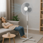 Ventilator cu picior Hausberg XB-110, 55W, 16 inch, 3 viteze, oscilatie, inaltime reglabila, alb - imagine 3