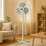 Ventilator cu picior Hausberg XB-110, 55W, 16 inch, 3 viteze, oscilatie, inaltime reglabila, alb