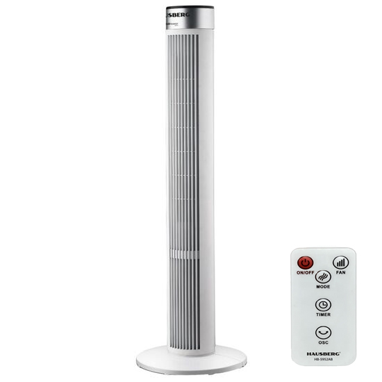 descărcare - 2025-06-11T182107.567 Ventilator turn Hausberg HB-5952AB, 55W, 38 inch, 3 viteze, temporizator 24h, LED, oscilatie, telecomanda, alb - imagine 1
