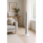 Ventilator turn Hausberg HB-5952AB, 55W, 38 inch, 3 viteze, temporizator 24h, LED, oscilatie, telecomanda, alb - imagine 2