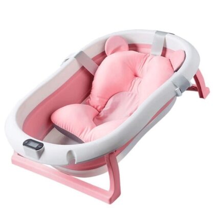 Cadita pliabila pentru bebelusi, termometru electronic incorporat, cu suport pernuta, picioruse antiderapante