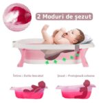 Cadita pliabila pentru bebelusi, termometru electronic incorporat, cu suport pernuta, picioruse antiderapante - imagine 5