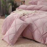 Lenjerie De Pat, 4 Piese, Catifea, Cu Elastic - Roz - imagine 4