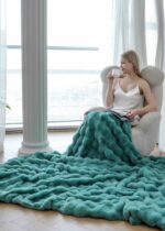 Patura Blanita Artificiala Iepure Cu Fermoar - Turcoaz - imagine 4