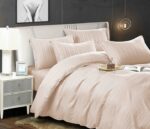 Lenjerie HoReCa, pat dublu, damasc finetat Deluxe, 6 piese, Sampanie - imagine 2