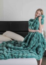 Patura Blanita Artificiala Iepure Cu Fermoar - Turcoaz - imagine 3