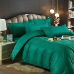 Lenjerie HoReCa, pat dublu, damasc finetat Deluxe, 6 piese, Verde - imagine 2