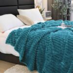 Patura Pufoasa Cocolino, Pat Dublu, Textura Reiata, Albastru - imagine 3