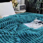 Patura Pufoasa Cocolino, Pat Dublu, Textura Reiata, Albastru - imagine 2