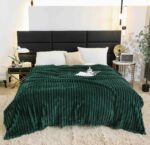 Patura Pufoasa Cocolino, Pat Dublu, Textura Reiata, Verde Inchis - imagine 4