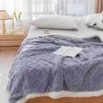 Patura Cocolino Imprimeu Tip Tricotaj Cu Blanita - Mov