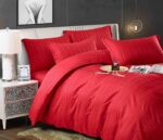 Lenjerie HoReCa, pat dublu, damasc finetat, 6 piese, Rosu
