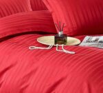 Lenjerie HoReCa, pat dublu, damasc finetat, 6 piese, Rosu - imagine 2