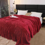 Patura Pufoasa Cocolino, Pat Dublu, Textura Reiata, ROSU - imagine 5