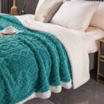 Patura Cocolino Imprimeu Tip Tricotaj Cu Blanita - Turcoaz - imagine 4