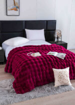 Patura Blanita Artificiala Iepure Cu Fermoar - Visiniu